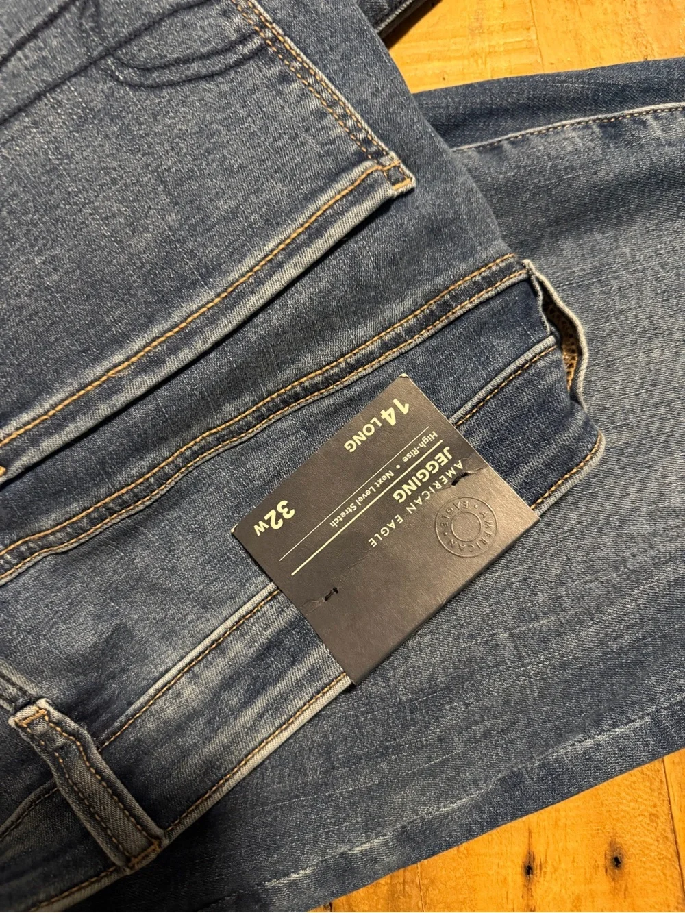 American Eagle Medium Blue Stretch Jeans - high rise next level stretch - Picture 4 of 8